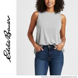 Eddie Bauer Women’s Large Heather Gray Relaxed Scoop Neck Muscle Tank Top